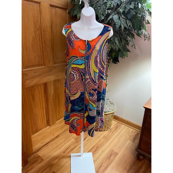 MSK Sleeveless Dress, Vivid Paisley Pattern, Size Large - Picture 1 of 6